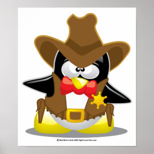 Sheriff Cowboy Penguin Poster