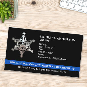 Sheriff Custom Law Enforcement Thin Blue Line Logo Visitenkarte