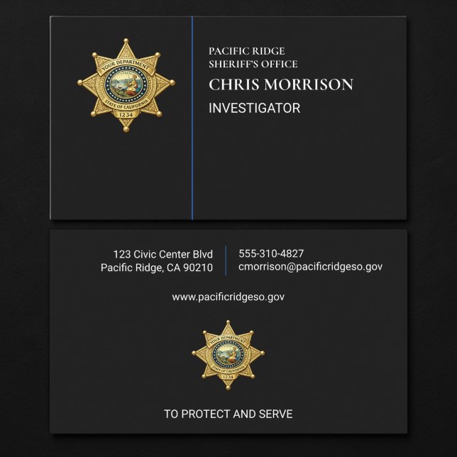 Sheriff-Ermittler Strafverfolgung  Visitenkarte (Von Creator hochgeladen)