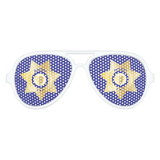 Sheriff Gold Abzeichen Fun Law Enforcement Party Partybrille (Vorderseite)