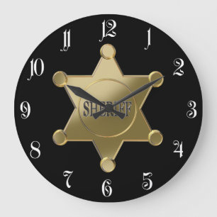 Sheriff golden star große wanduhr