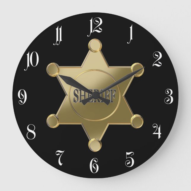 Sheriff golden star große wanduhr (Vorderseite)