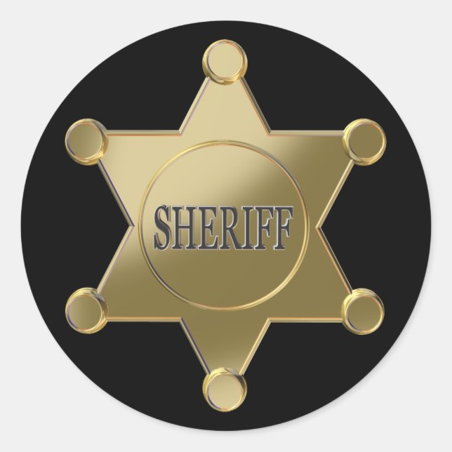 Sheriff golden star runder aufkleber (Vorderseite)