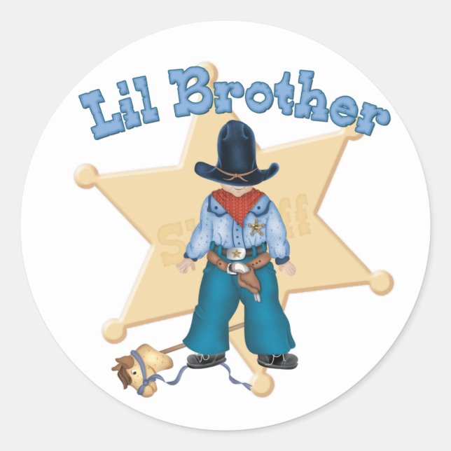 Sheriff Little Brother Runder Aufkleber (Vorderseite)