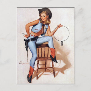 Sheriff-Pin-Up Postkarte