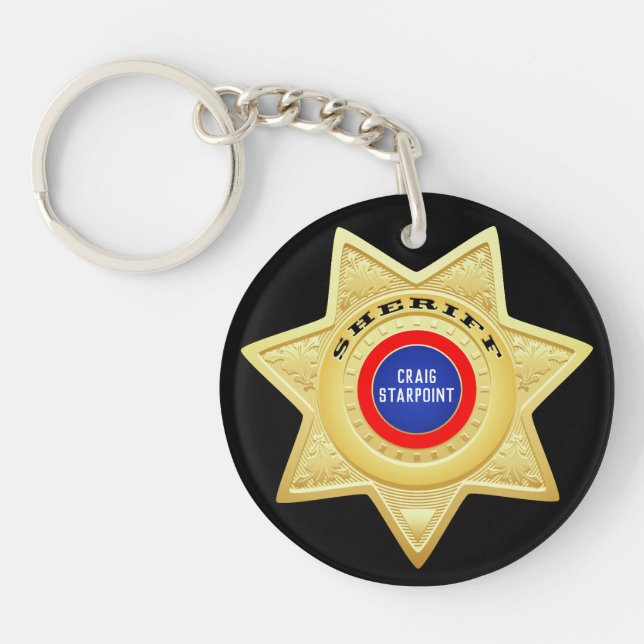 Sheriff Police Star Gold Schlüsselanhänger (Vorderseite)