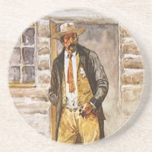 Sheriff Portrait by Seltzer, Vintage West Cowboy Untersetzer