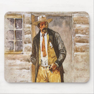 Sheriff Porträt von Seltzer, Vintage West Cowboy Mousepad