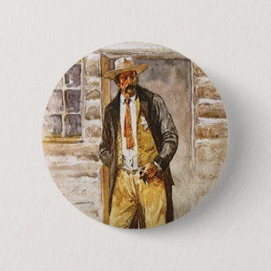 Sheriff-Porträt von Seltzer, Vintage Western Cowbo Button