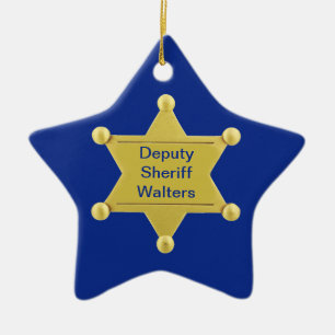 Sheriff Stellvertretender Custom Christmas Star Or Keramikornament