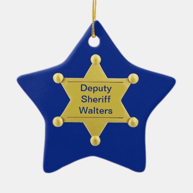 Sheriff Stellvertretender Custom Christmas Star Or Keramikornament (Vorne)