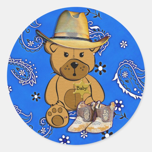 Sheriff Teddy Bear Blue Bandanna Sticker (Vorderseite)