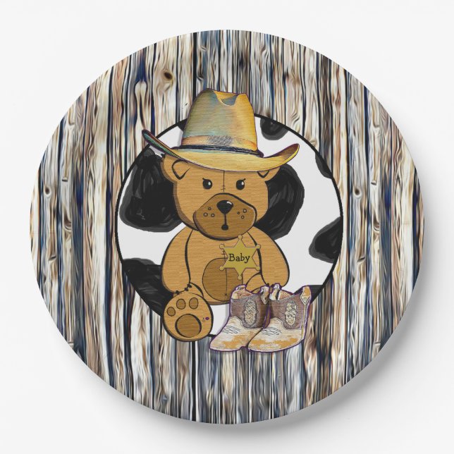 Sheriff Teddy Bear Cake Paper Plate Pappteller (Vorderseite)