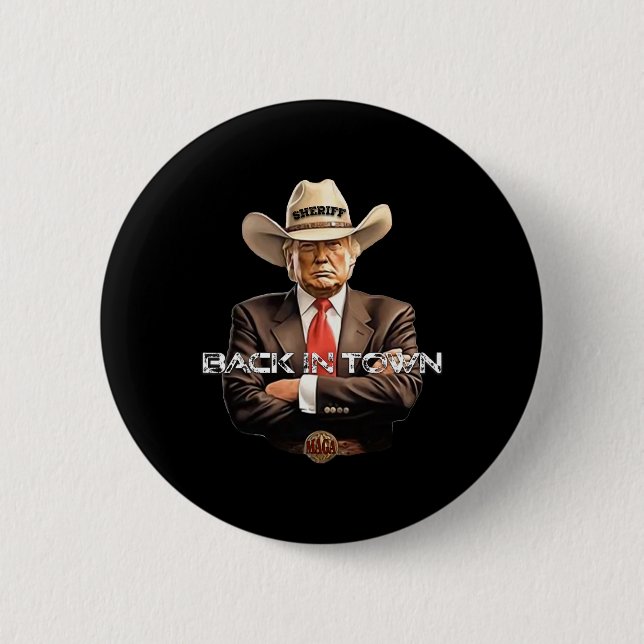 Sheriffs Ck in Town Country Cowboy ein lustiger Tr Button (Vorderseite)