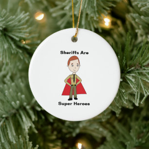 Sheriffs Super Hero Cartoon Personalize Keramik Ornament