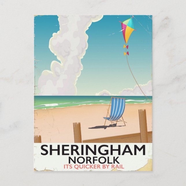 Sheringham Norfolk Beach Reiseplakat Postkarte (Vorderseite)