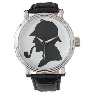 Sherlock Holmes Silhouette Wrist Watch Armbanduhr
