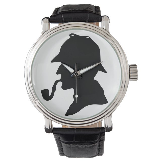 Sherlock Holmes Silhouette Wrist Watch Armbanduhr (Vorderseite)