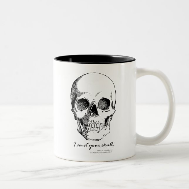 Sherlock-Zitat: Ich bedecke Ihre Schädelgotik-Tass Zweifarbige Tasse (Rechts)