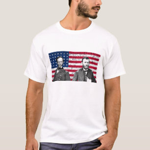 Sherman und Grant mit der amerikanischen Flagge T-Shirt