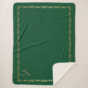 Sherpa Blanket-Emerald Custom Monogramme Sherpadecke