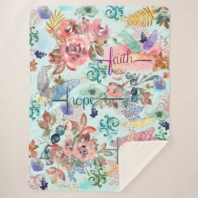 Sherpa Blanket Faith Hope Liebe Sherpadecke (Vorderseite)