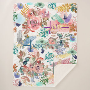 Sherpa Blanket Faith Hope Liebe Sherpadecke