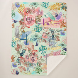 Sherpa Blanket Faith Hope Liebe Sherpadecke