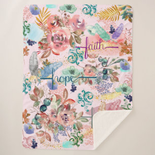 Sherpa Blanket Faith Hope Liebe Sherpadecke