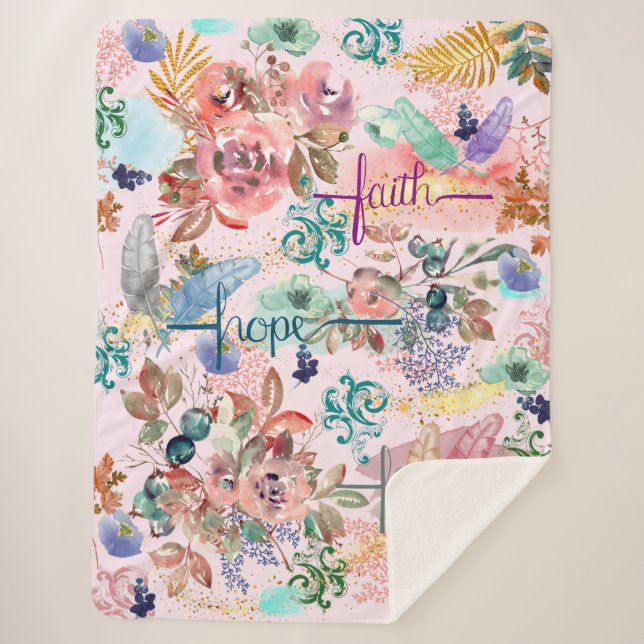 Sherpa Blanket Faith Hope Liebe Sherpadecke (Vorderseite)