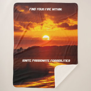 Sherpa Blanket: "Finde dein Feuer im Inneren" Sherpadecke