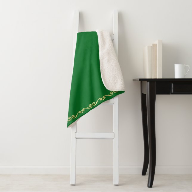 Sherpa Blanket-Jade & Gold Scroll Print Sherpadecke (Beispiel)