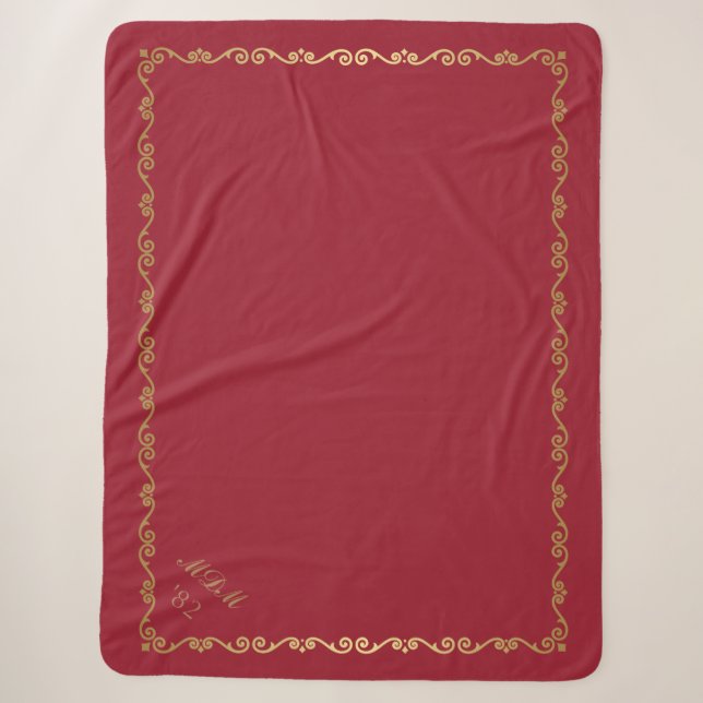 Sherpa Blanket-Jester Red Custom Monogram Sherpadecke (Vorderseite)