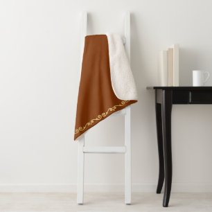 Sherpa Blanket-Large-Toffee & Gold Scroll Print Sherpadecke