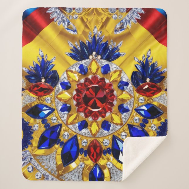 Sherpa Blanket mit rumänischem Farbdesign Sherpadecke (Vorderseite)