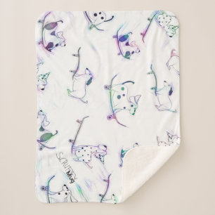 Sherpa Blanket ScruffyMug Original Skateboard Hund Sherpadecke