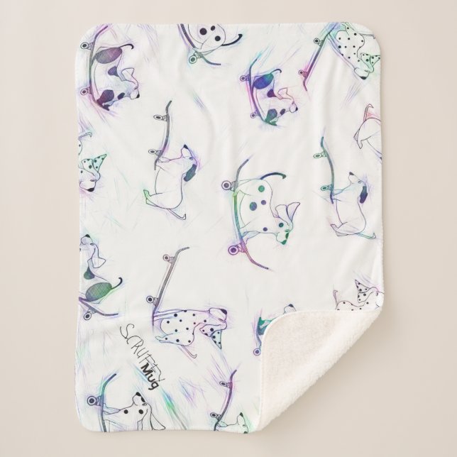 Sherpa Blanket ScruffyMug Original Skateboard Hund Sherpadecke (Vorderseite)