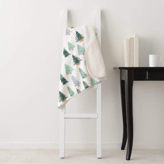 Sherpa Blanket (Small) - Christmas Trees Pattern Sherpadecke (Beispiel)