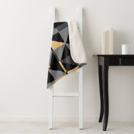 Sherpa-Decke mit schwarzer, grauer und goldener Ge Sherpadecke