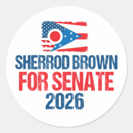 Sherrod Brown for Senate 2026 Election Ohio Flag Runder Aufkleber