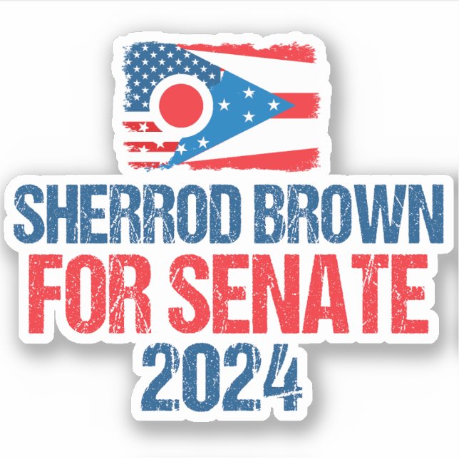 Sherrod Brown für Senat 2024 Wahlkampf Ohio Flag Aufkleber (Vorderseite)