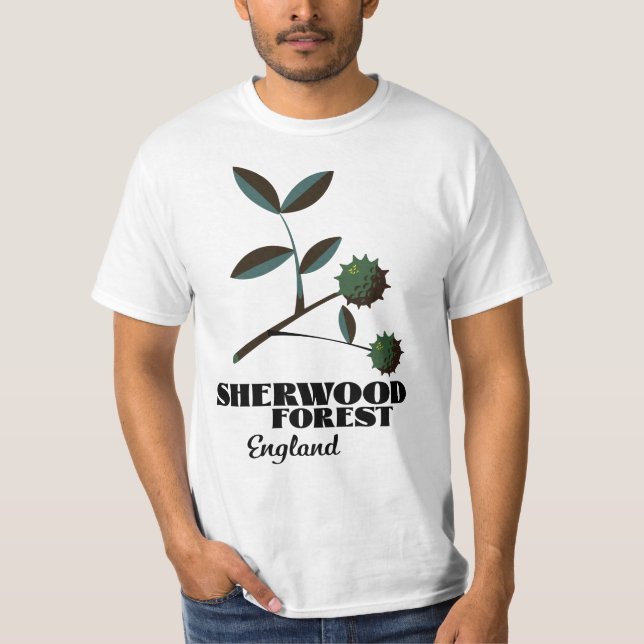 Sherwood Forest England Reiseplakat Magnet T-Shirt (Vorderseite)