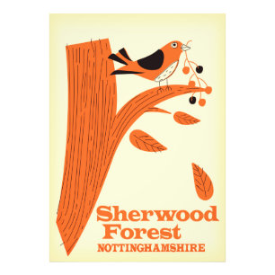 Sherwood Forest, Reiseplakat Nottinghamshire Fotodruck