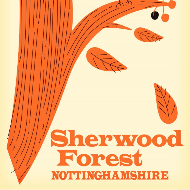 Sherwood Forest, Reiseplakat Nottinghamshire Freistehende Fotoskulptur (Vorne)