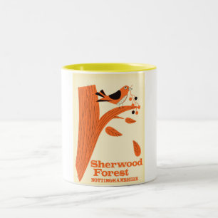 Sherwood Forest, Reiseplakat Nottinghamshire Zweifarbige Tasse