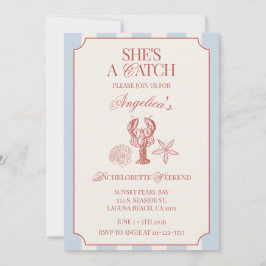 She's A Catch Bachelorette Weekend Itinerary and Einladung