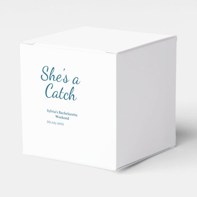 She's a catch bachelorette weekend name blue date  geschenkschachtel (Vorderseite)