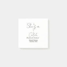 She's a catch champagne bottle bachelorette weeken post-it klebezettel