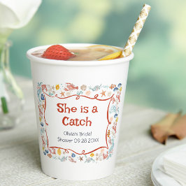 She's Catch Coastal Bridal Shower Hot Cup Sleeves Pappbecher