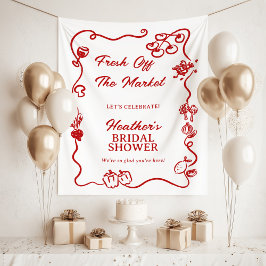 She's Fresh Off The Market Bridal Shower Sign Wandteppich
